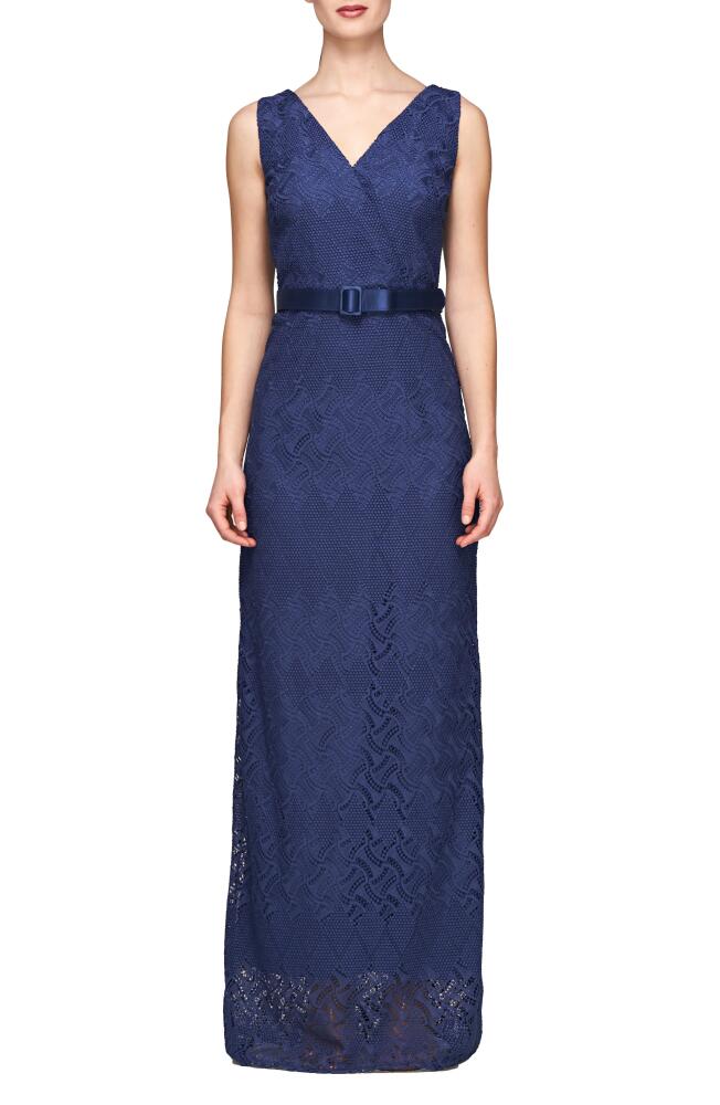 Kay Unger Hendrix Sleeveless Lace Column Gown in Midnight Cover