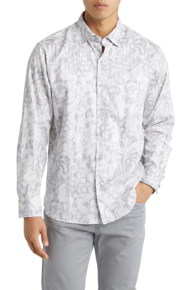 Tommy Bahama Lazlo Floral Stretch Cotton & Silk Button-Up Shirt in Bala Shark Cover