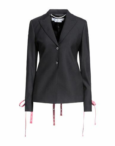 Off-white Woman Blazer Black Polyester, Wool, Elastane, Leather Cover