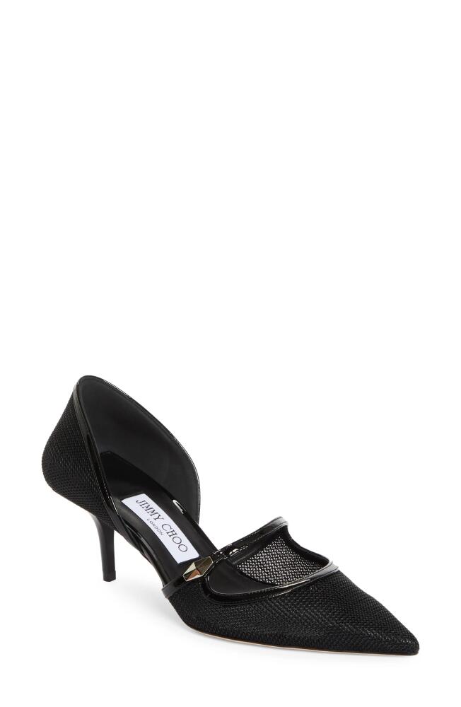 Jimmy Choo Carolyn Pointed Toe Mesh d'Orsay Pump in Black/Black Cover