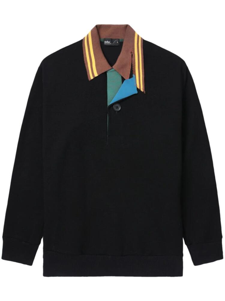 Kolor contrast-collar polo top - Black Cover