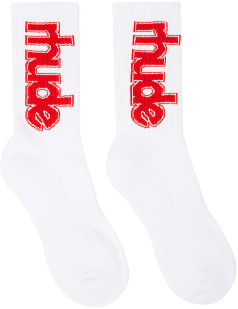 Rhude White 'Rhude' Ski Club Socks Cover