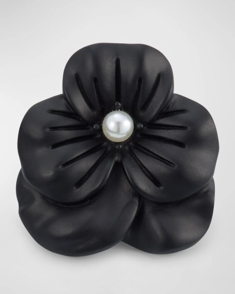 Jan Leslie Men's Matte Black Flower Lapel Pin Cover