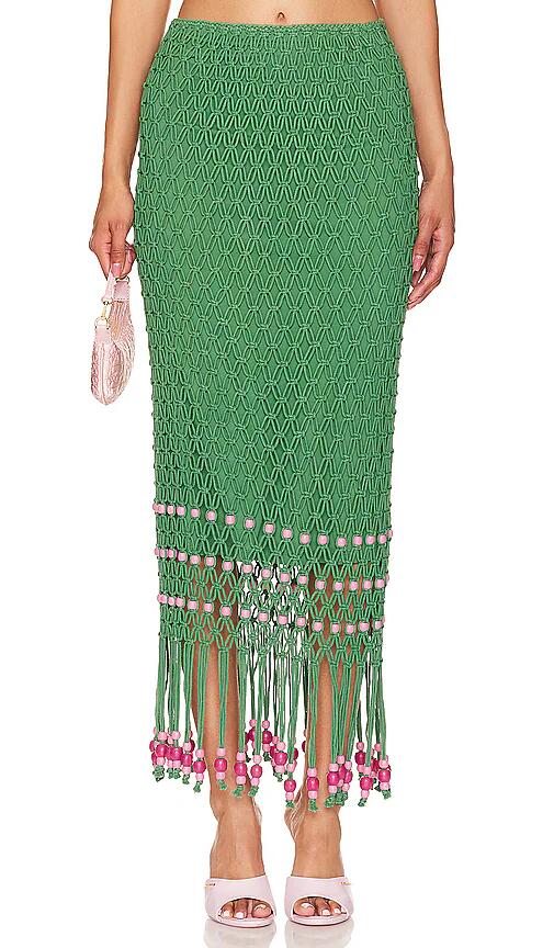 The Wolf Gang Reis Macrame Skirt in Green Cover