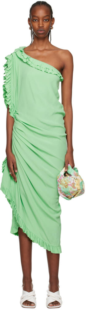 Dries Van Noten Green Ruffled Midi Dress Cover