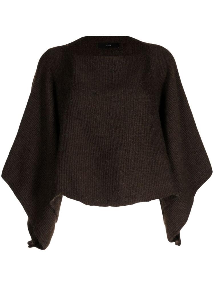 VOZ crew-neck alpaca wool cape - Brown Cover