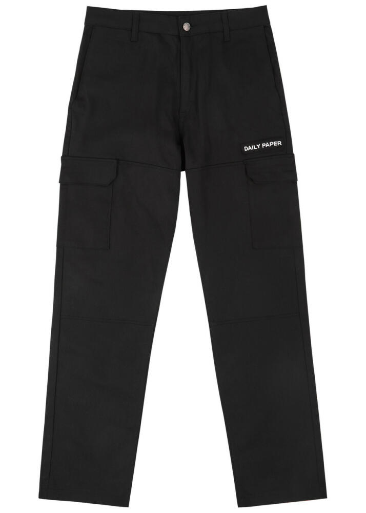 Daily Paper Logo-embroidered Twill Cargo Trousers - Black Cover