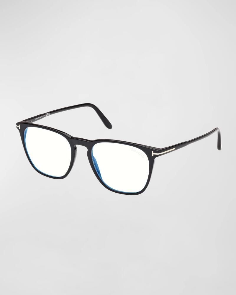 TOM FORD Men's Acetate Square Blue Light-Blocking Glasses Cover