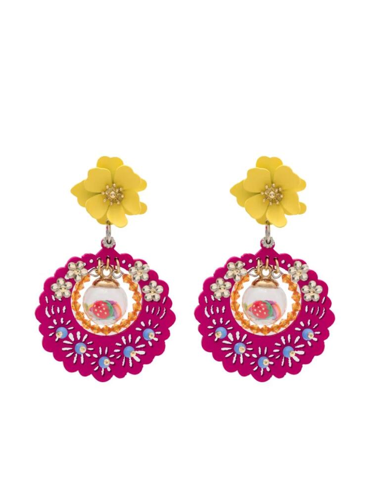 Amir Slama embellished drop earrings - Pink Cover