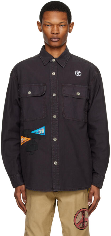 AAPE by A Bathing Ape Black Embroidered Shirt Cover