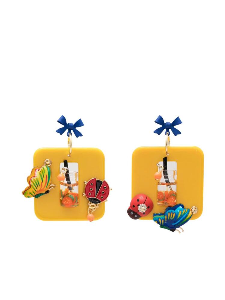 Amir Slama appliqué-detail drop earrings - Yellow Cover