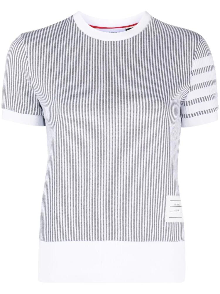 Thom Browne 4-Bar striped knitted top - Grey Cover