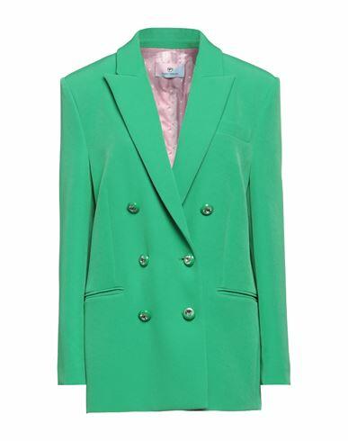 Chiara Ferragni Woman Blazer Green Polyester, Elastane Cover