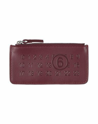 Mm6 Maison Margiela Woman Coin purse Burgundy Leather, Brass, Zinc, Aluminum, Copper Cover