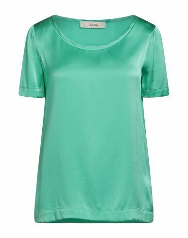 Jucca Woman Top Green Silk, Elastane Cover