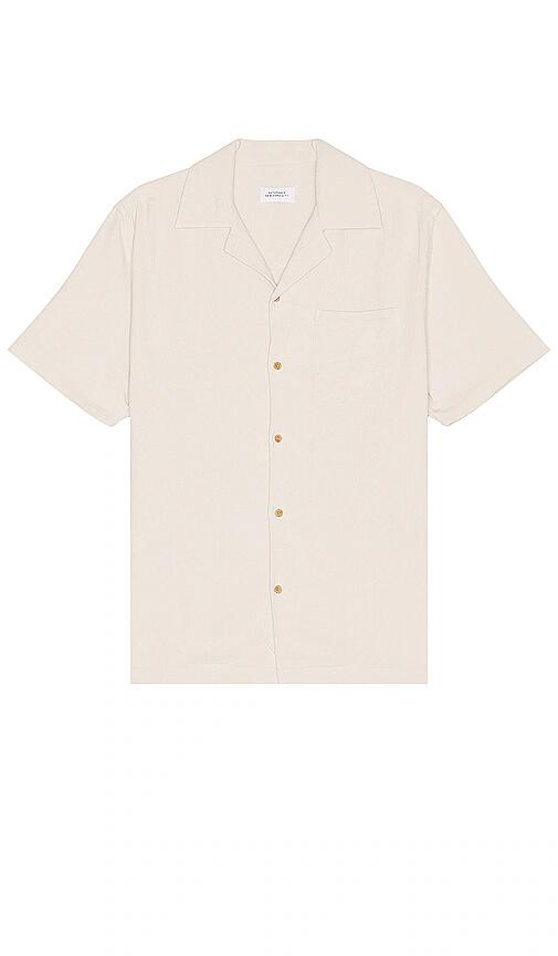 SATURDAYS NYC Canty Boucle Knit Short Sleeve Shirt in White Cover