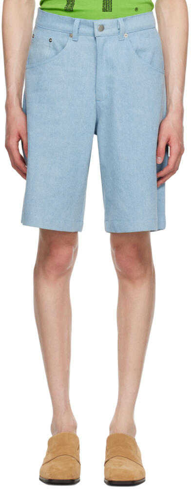 Theophilio SSENSE Exclusive Blue Denim Shorts Cover