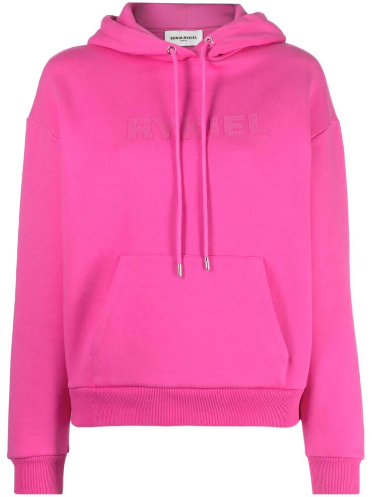 Sonia Rykiel logo-print drawstring hoodie - Pink Cover