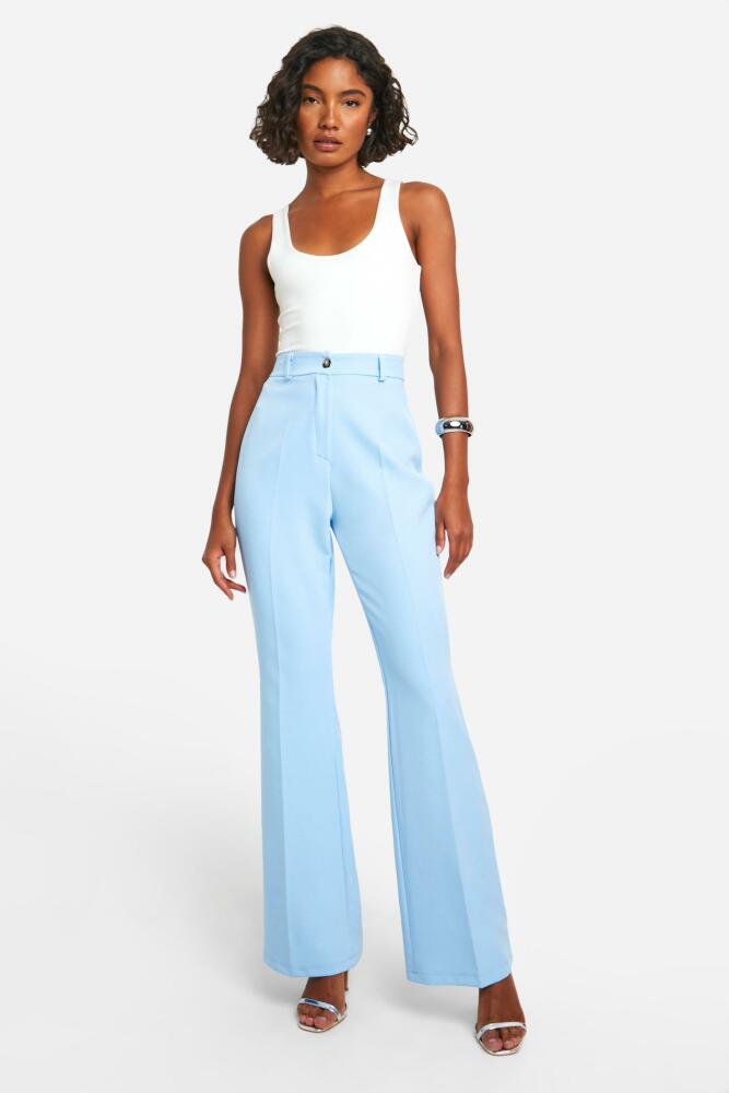 boohoo Womens Tall Woven Tailored Fit And Flare Pants - Blue Cover