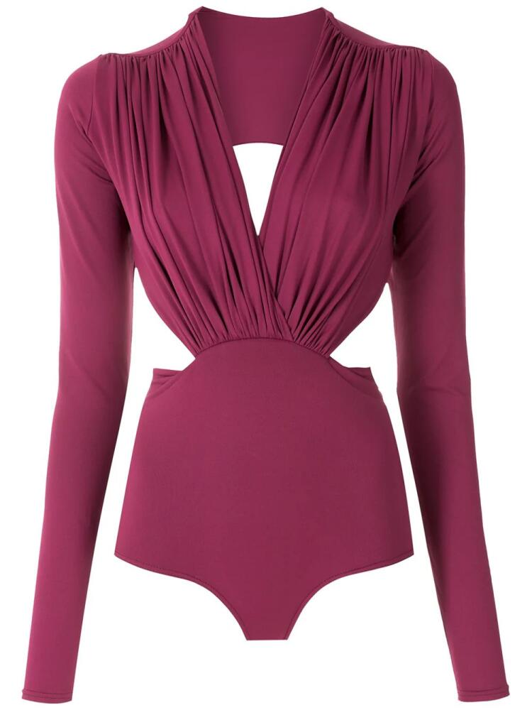 Amir Slama draped details bodysuit - Red Cover