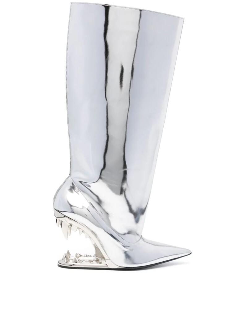 GCDS Morso Mirror 110mm leather boots - Silver Cover