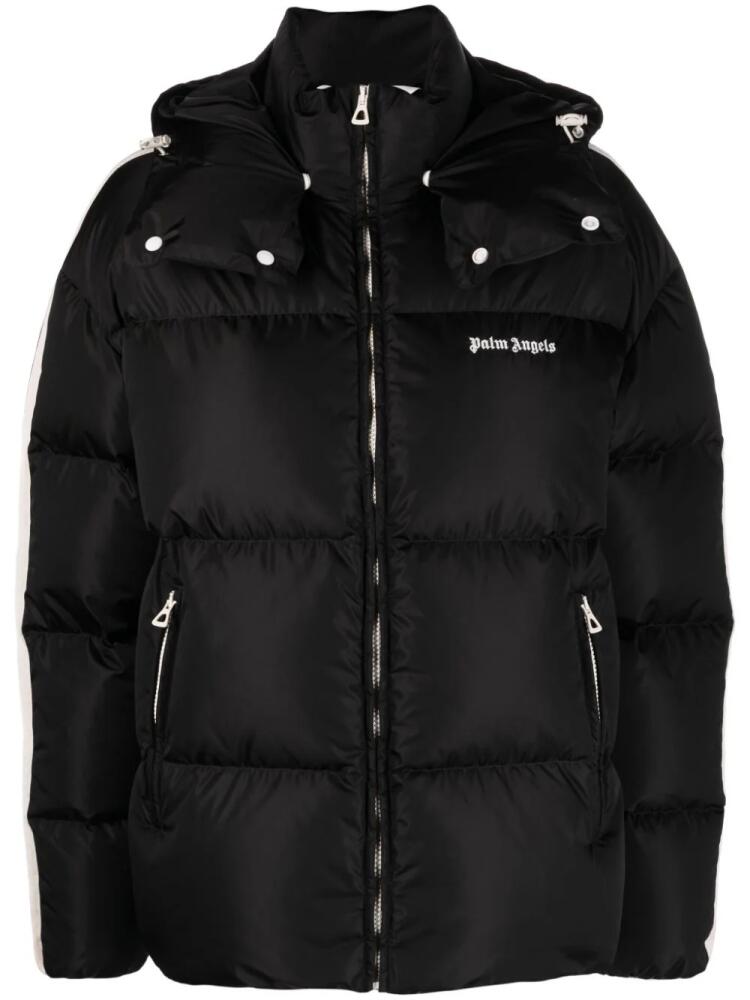 Palm Angels Track hooded puffer jacket - Black Cover