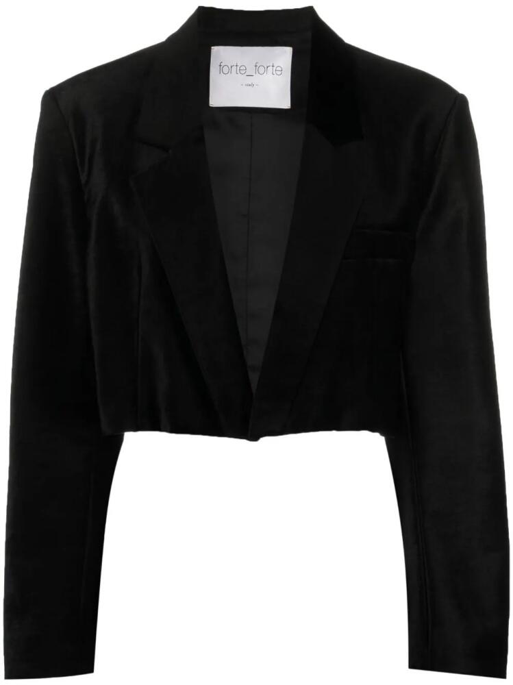 Forte Forte open-front cropped velvet blazer - Black Cover