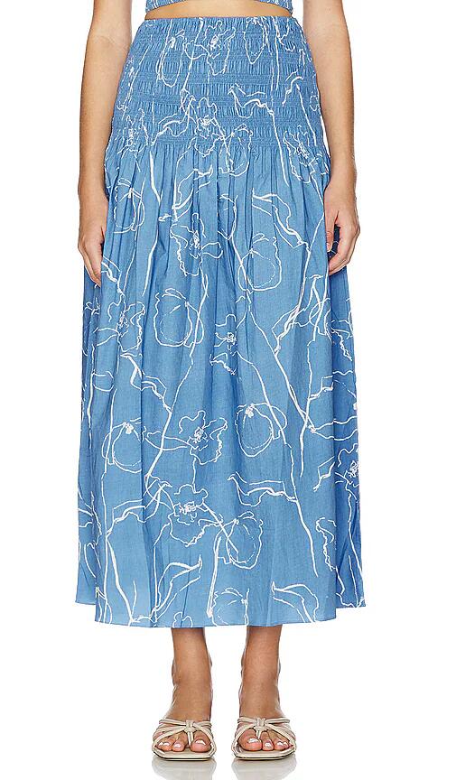 FAITHFULL THE BRAND Baia Midi Skirt in Blue Cover