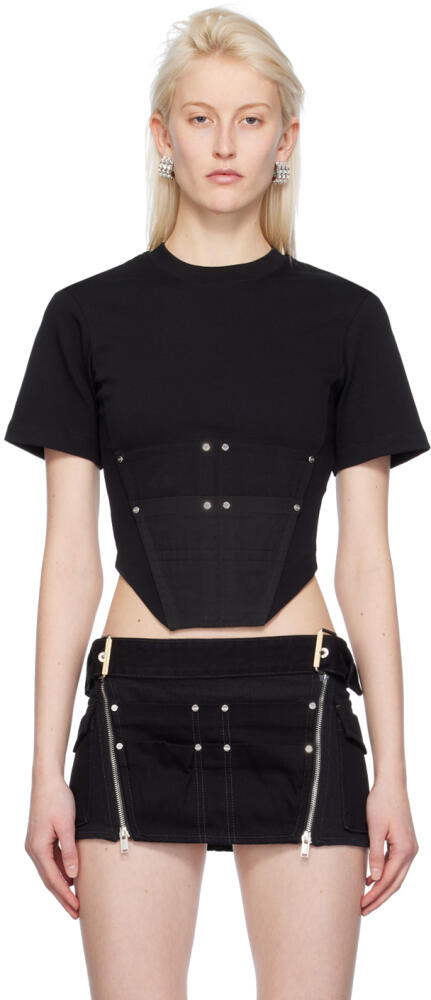 Dion Lee Black Workwear Corset T-Shirt Cover