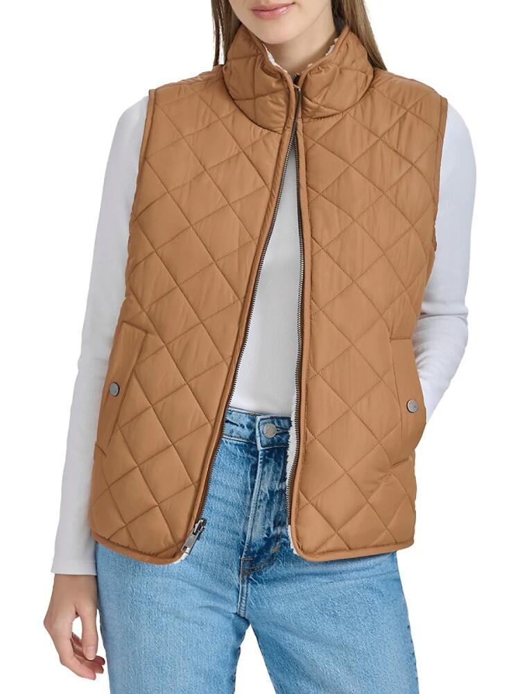 Andrew Marc Women's Reversible Quilted Vest - Khaki Cover