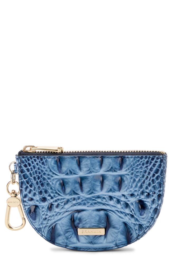 Brahmin Britt Croc Embossed Leather Coin Purse in Blue Serenade Cover