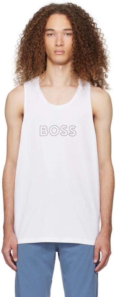 BOSS White Printed Tank Top Cover