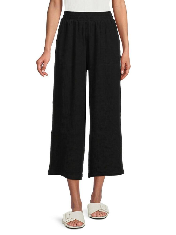 Saks Fifth Avenue Women's Cropped Wide Leg Pants - Black Cover