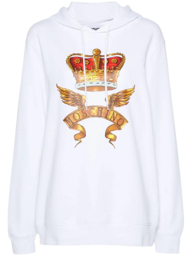 Moschino crown-print hoodie - White Cover