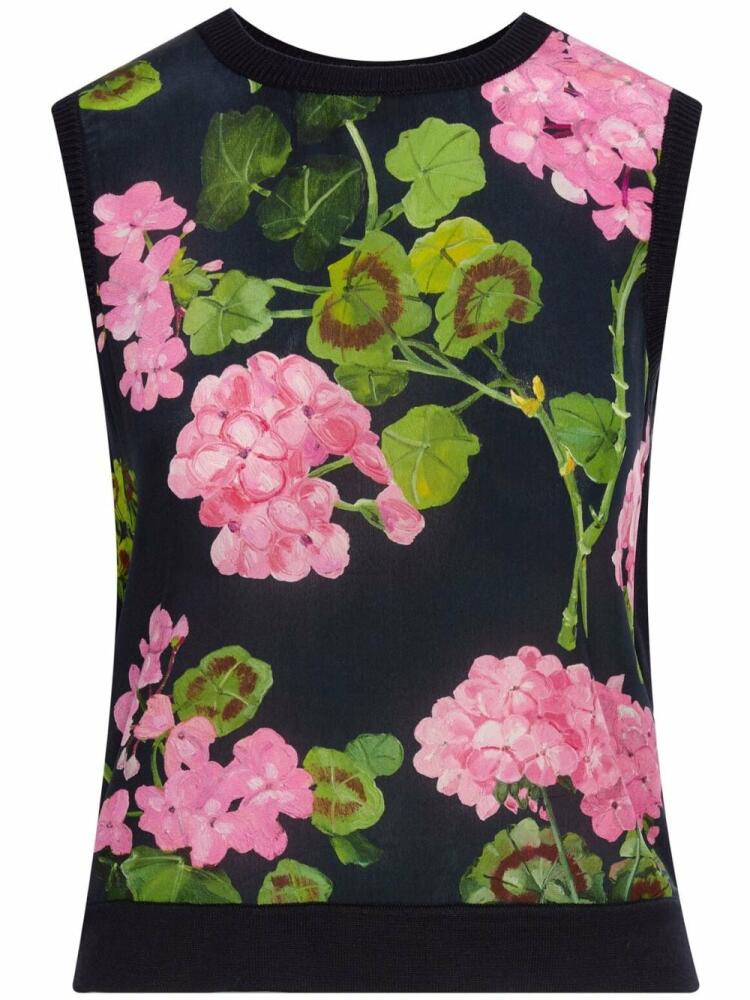 Oscar de la Renta geranium-print tank top - Blue Cover