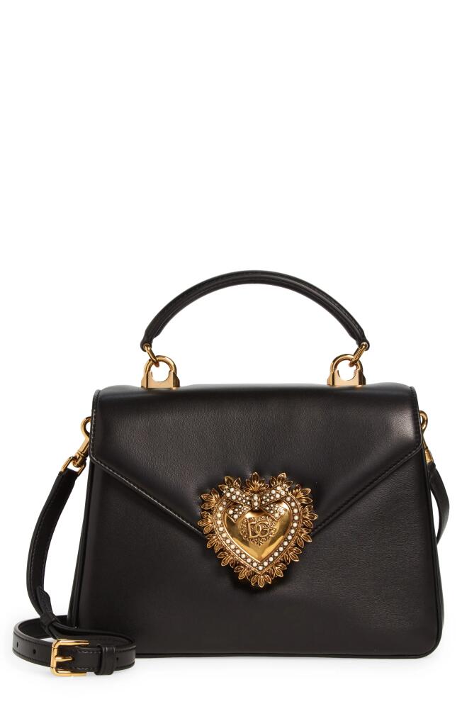 Dolce & Gabbana Devotion Leather Top Handle Bag in Black Cover