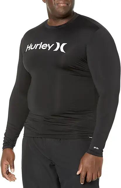 Hurley One Only Quick Dry Long Sleeve Rashguard (Black) Men's Swimwear Cover