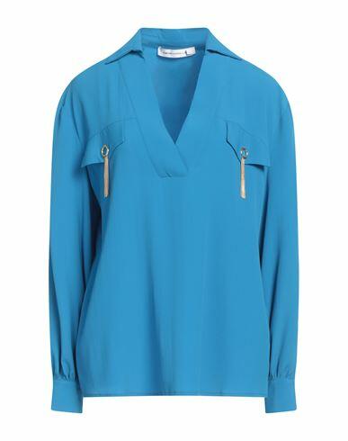 Simona Corsellini Woman Top Azure Acetate, Silk Cover