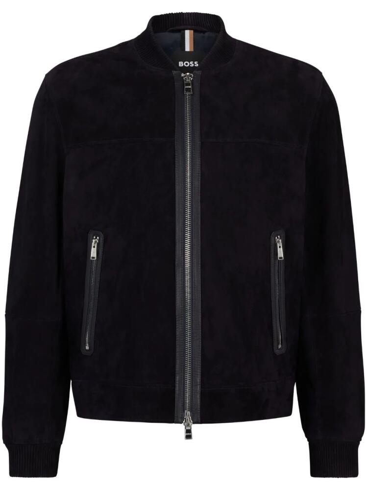 BOSS rib-trimmed bomber jacket - Blue Cover