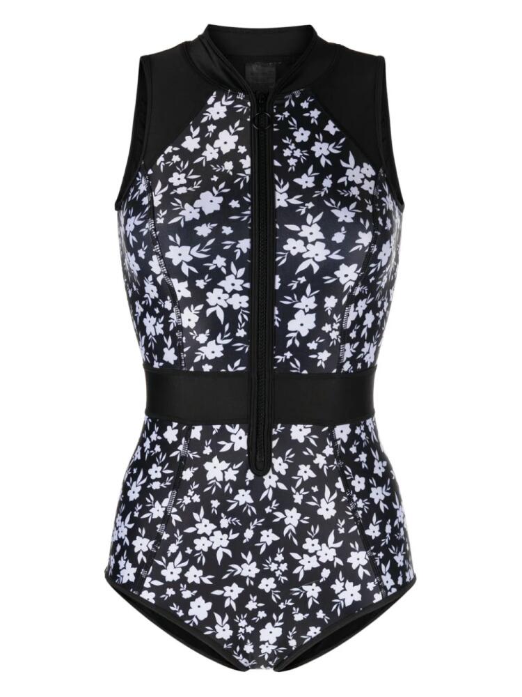 Duskii floral-print zip-up swimsuit - Black Cover