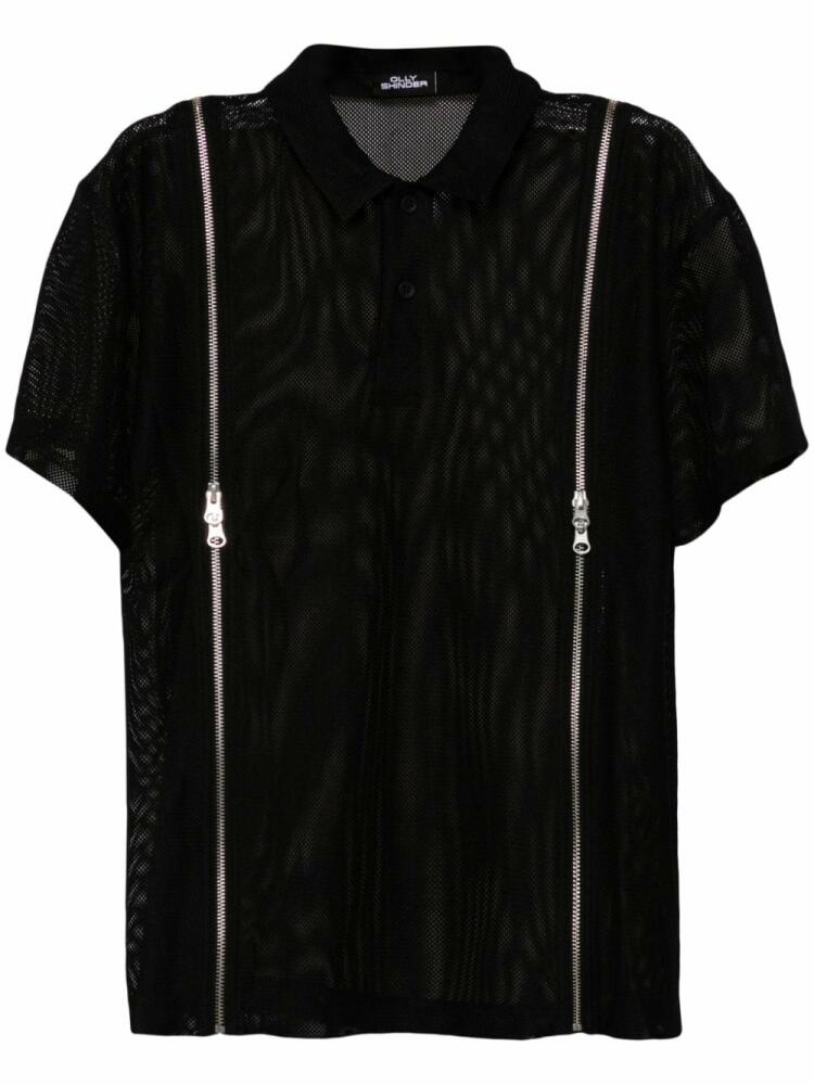 Olly Shinder double-zip mesh polo shirt - Black Cover