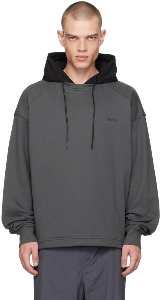 Juun.J Black & Gray Panelled Hoodie Cover