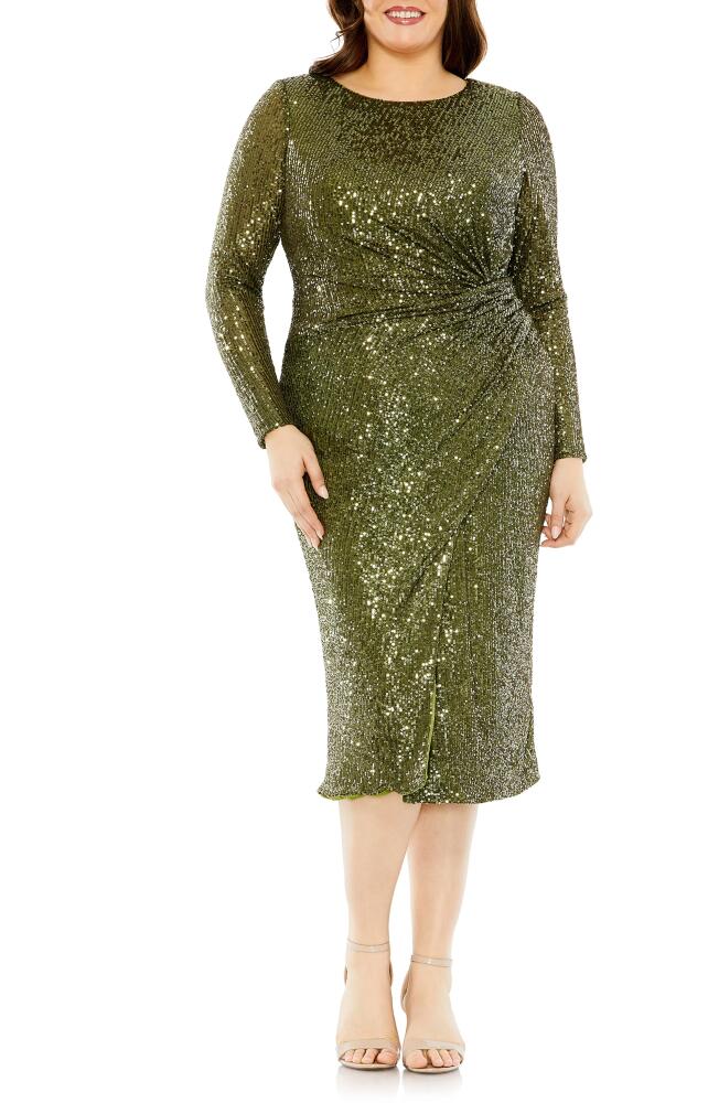 FABULOUSS BY MAC DUGGAL Sequin Long Sleeve Cocktail Dress in Olive Cover