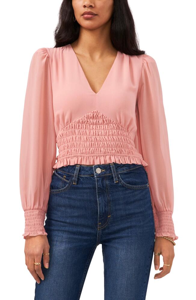 1.STATE Smocked Waist Top in Pink Cover