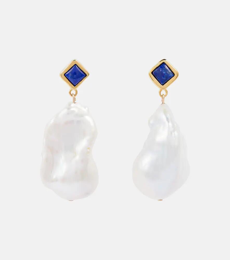 Sophie Buhai Mer Large 18kt gold earrings with lapis and baroque pearls Cover