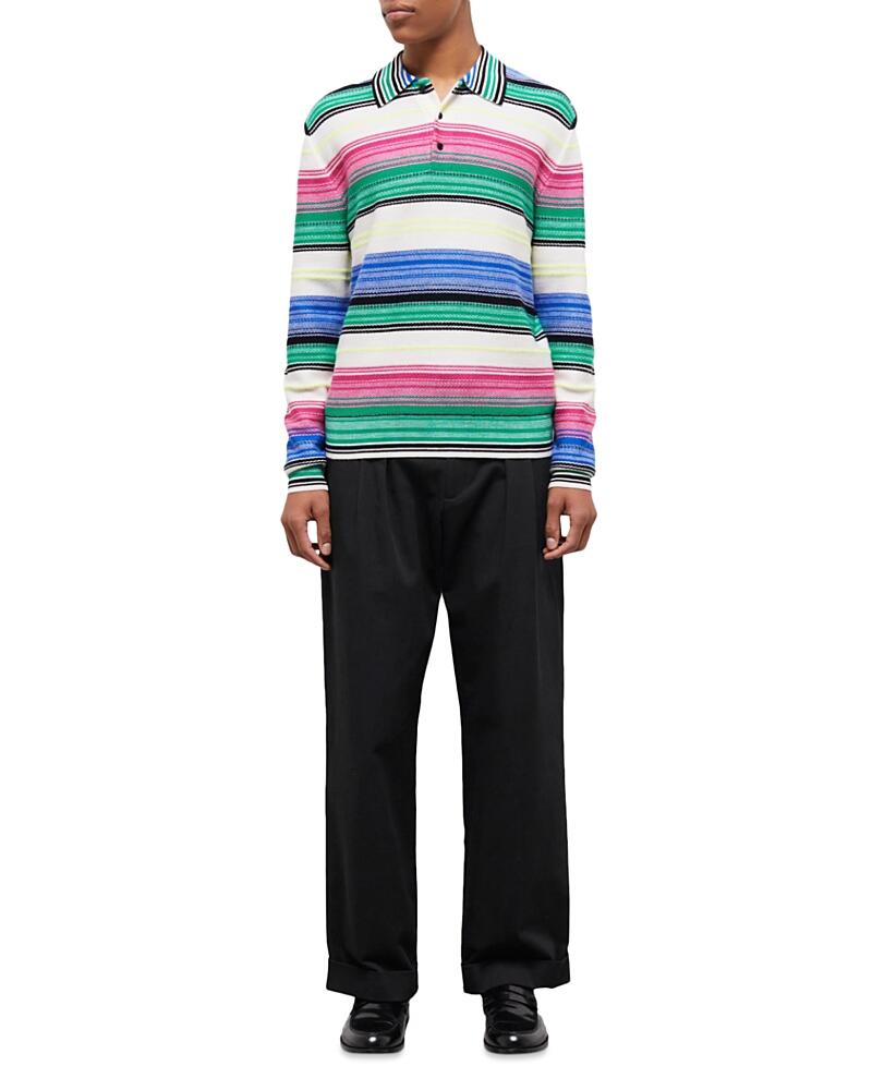 The Kooples Wool Blend Gradient Stripe Straight Fit Long Sleeve Polo Shirt Cover