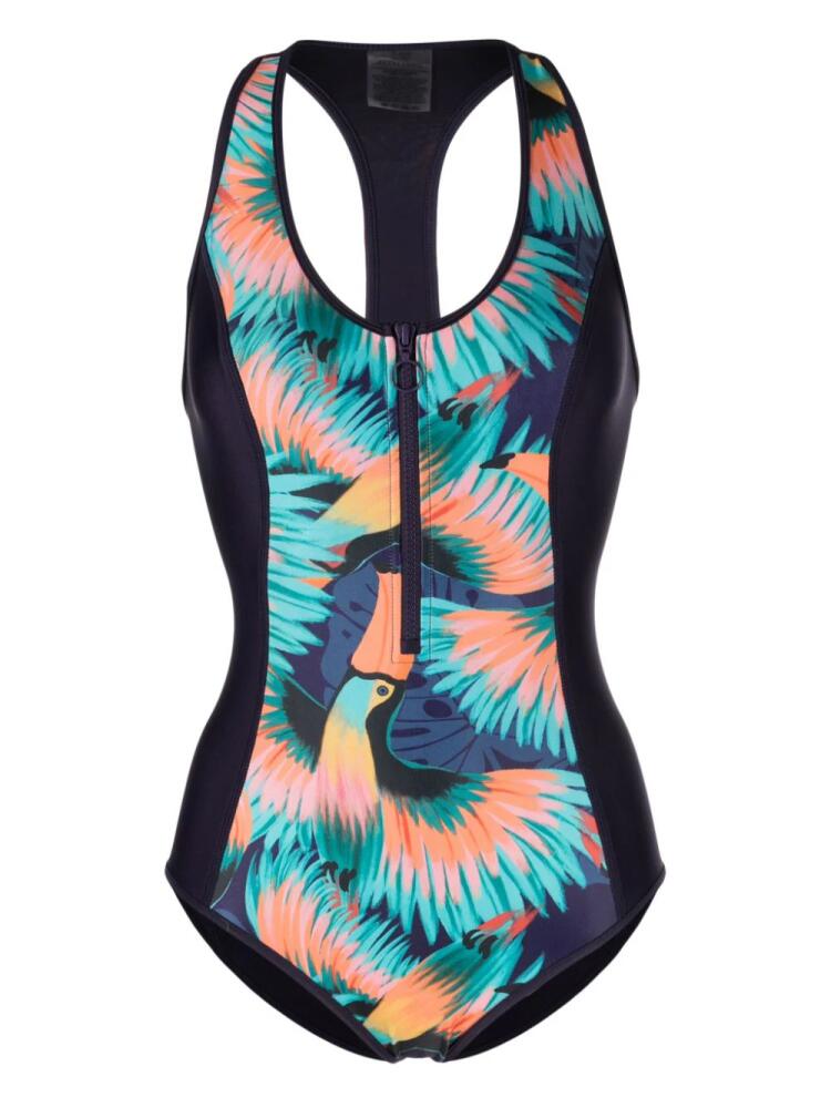 Duskii tucan-print zip-up swimsuit - Multicolour Cover