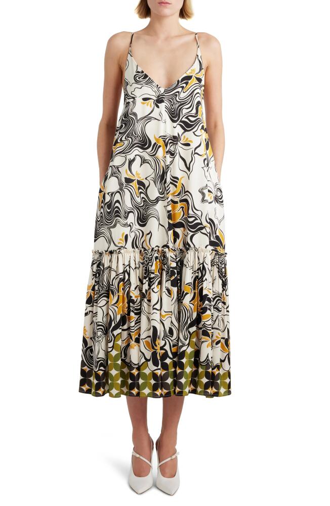 Dries Van Noten Mixed Print Midi Sundress in Ecru Cover