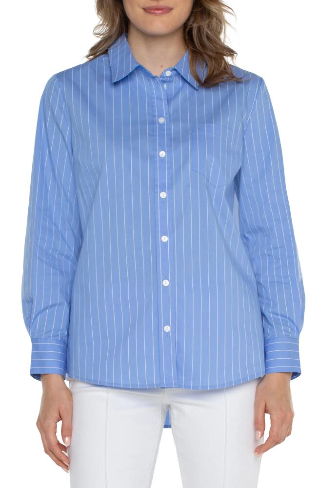 Liverpool Los Angeles Classic Fit Front Button Shirt in Light Blue White Stripe Cover