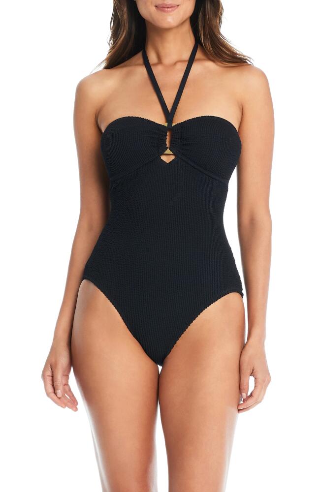 Rod Beattie Textured Bandeau One-Piece Swimsuit in Black Cover